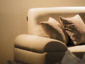 contemporary living room sofa with artistic decor